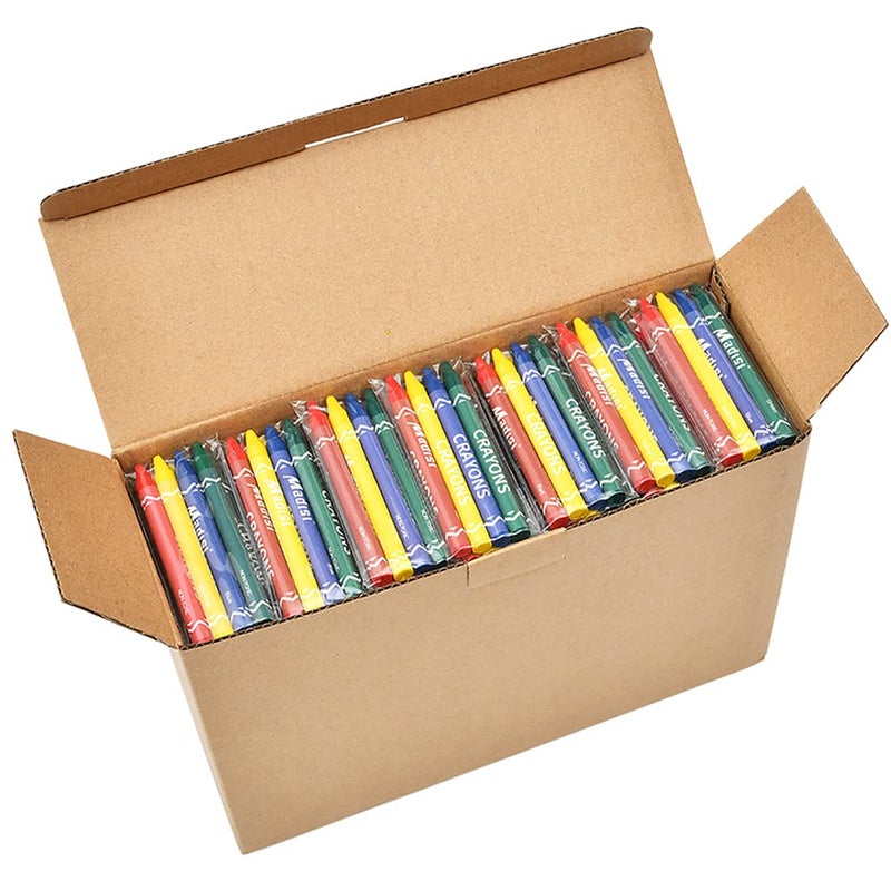 Madisi Crayons Bulk Pack, Regular Size, 4 Colors, 150 Packs, 600 Count - Image 1